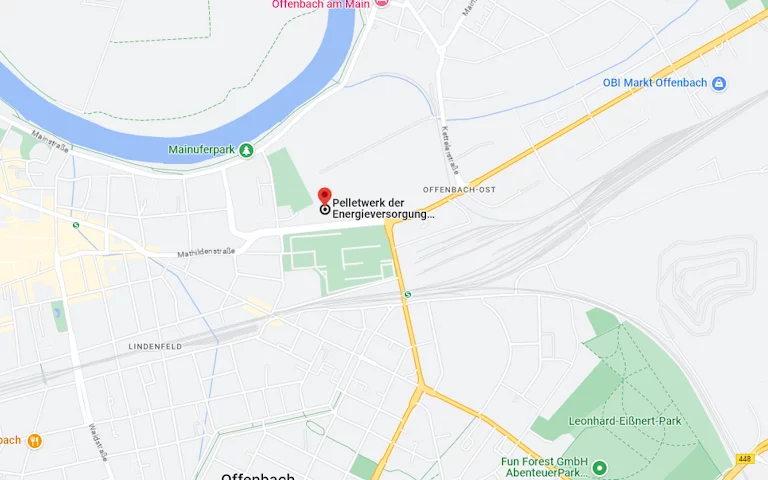 Kartenausschnitt mit Lage des Zentrallagers