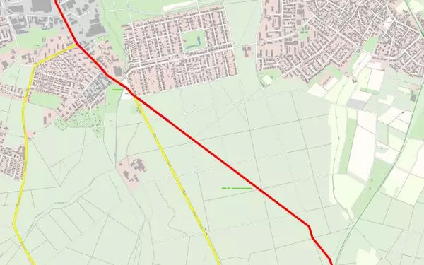 Kartenausschnitt des Trassenverlaufs von Offenbach nach Heusenstamm